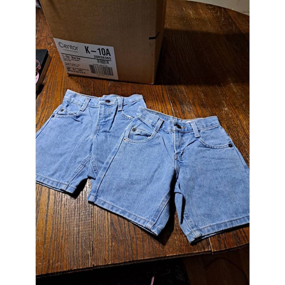 New Size 4 Boys Faded Glory Cotton Denim Blue Jean Shorts with Pockets Belt Loop